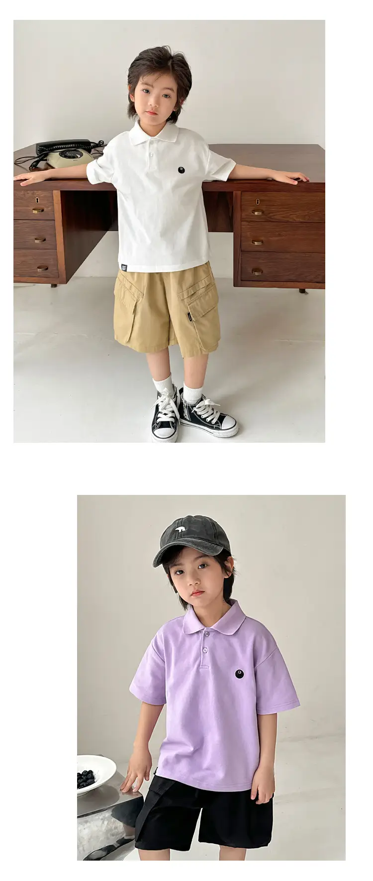 Boys Purple Polo Shirt Short Sleeve Summer Wear — feature 12