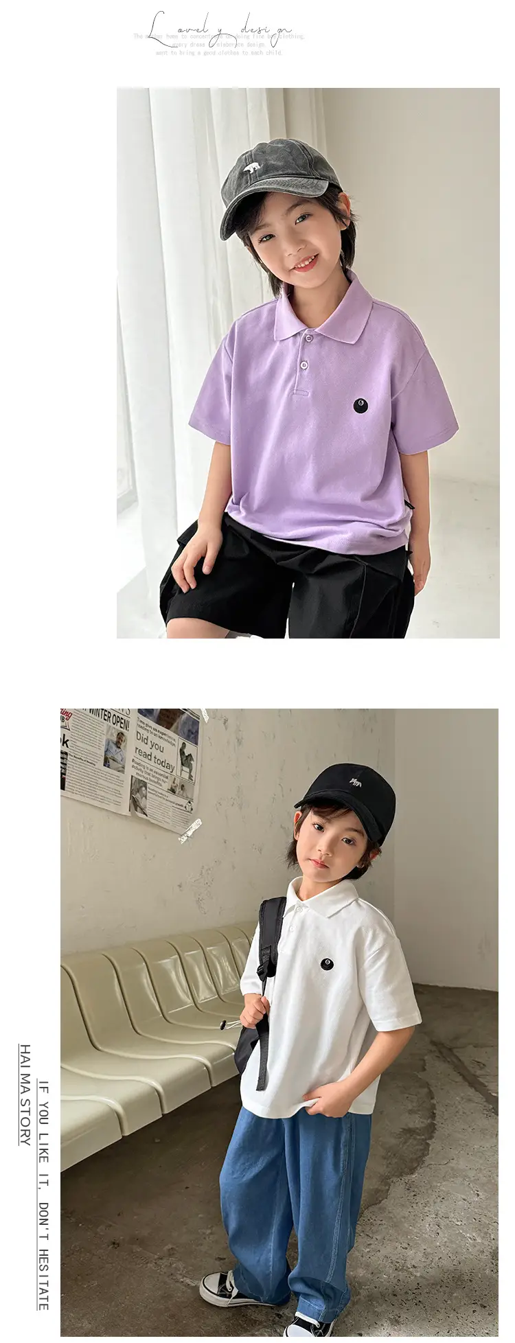 Boys Purple Polo Shirt Short Sleeve Summer Wear — feature 8