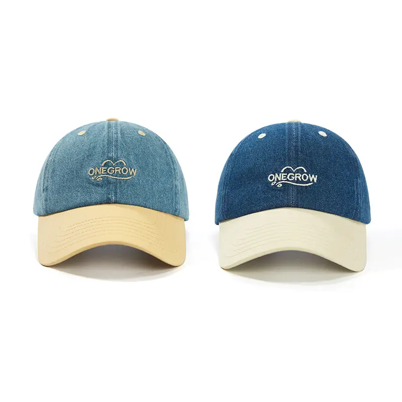 Men Denim Baseball Cap Blue Logo Adjustable Strap - Image 3
