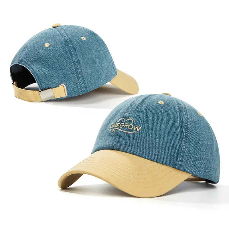 Men Denim Baseball Cap Blue Logo Adjustable Strap - Image 5