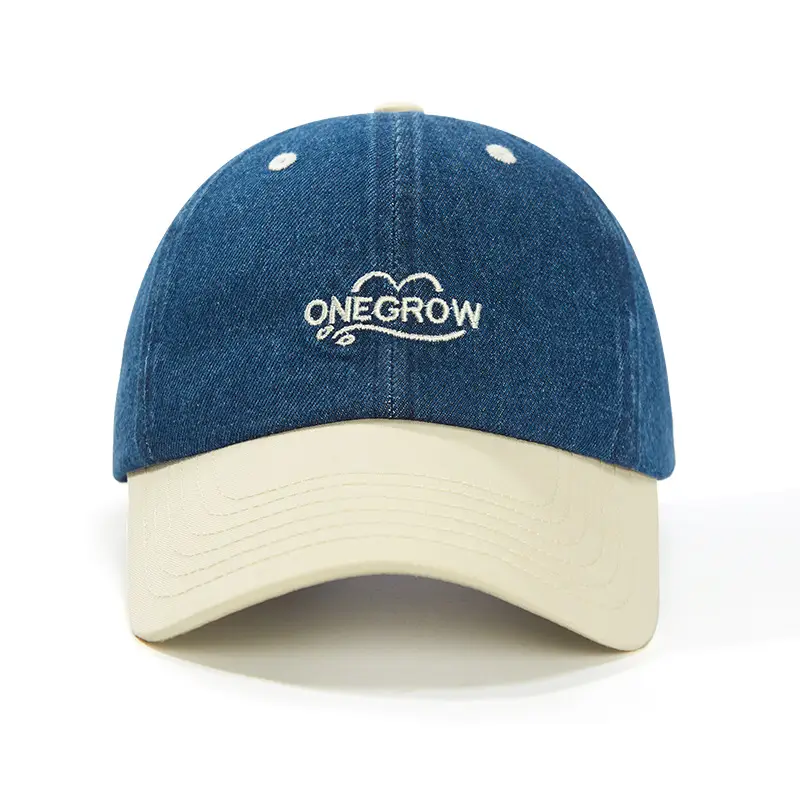 Men Denim Baseball Cap Blue Logo Adjustable Strap - Image 2