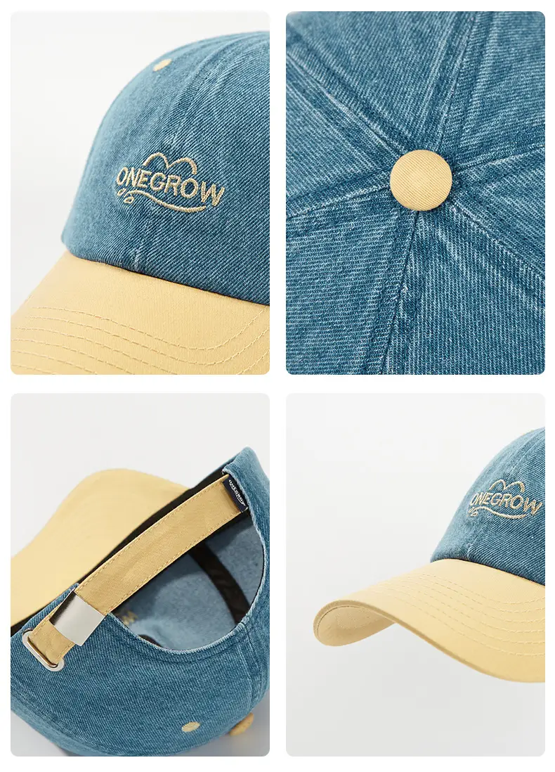 Men Denim Baseball Cap Blue Logo Adjustable Strap — feature 8