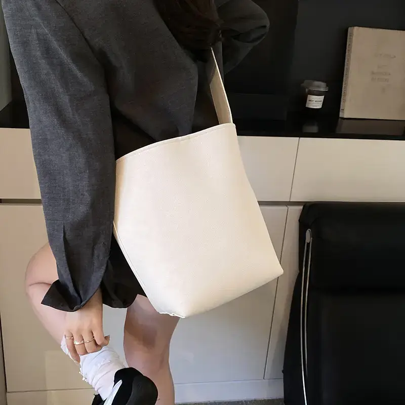 Women's Pink Leather Bucket Bag 2025 Casual Crossbody - Image 8