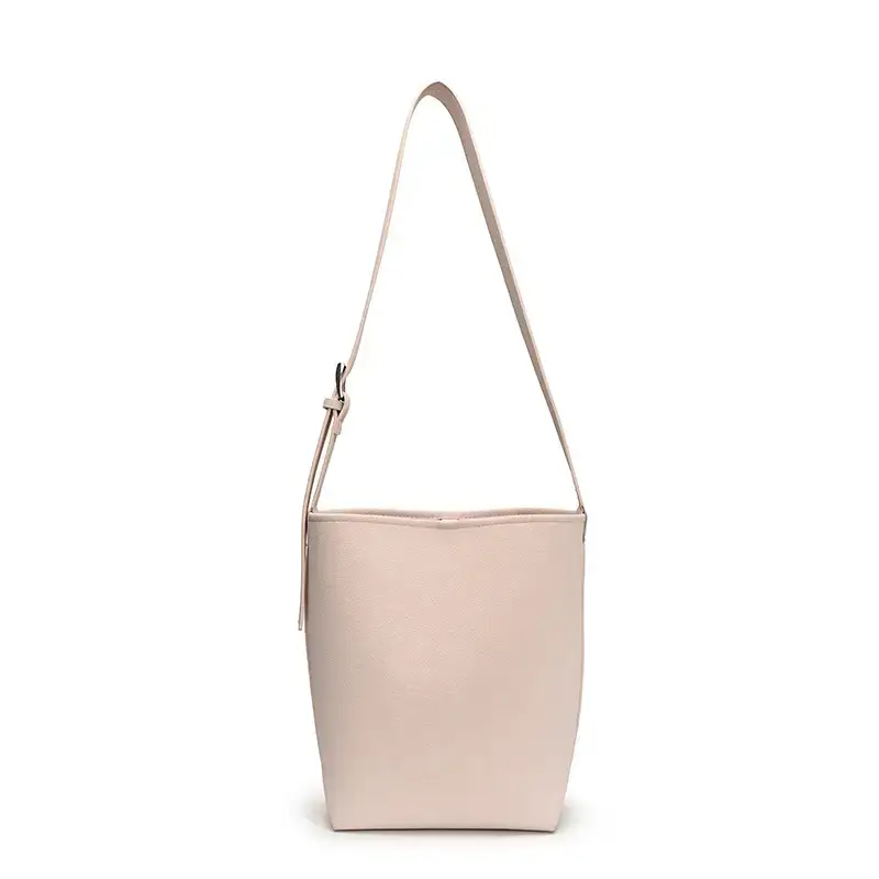 Women's Pink Leather Bucket Bag 2025 Casual Crossbody - Image 4
