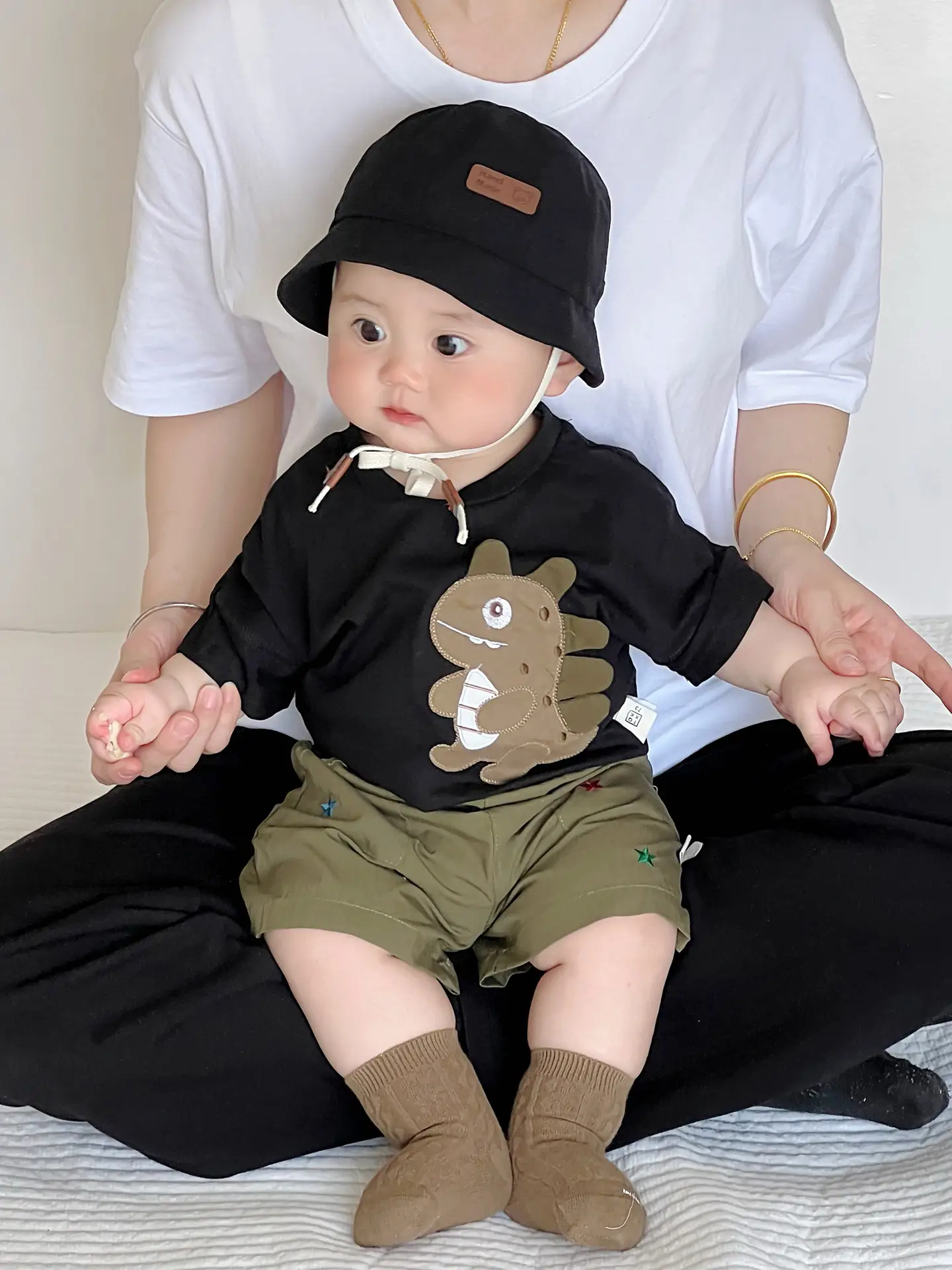 Kids Green Star Print Shorts Summer Suit - Image 6