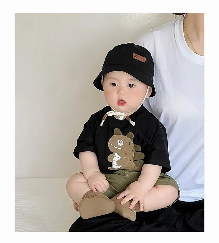Kids Green Star Print Shorts Summer Suit — feature 14