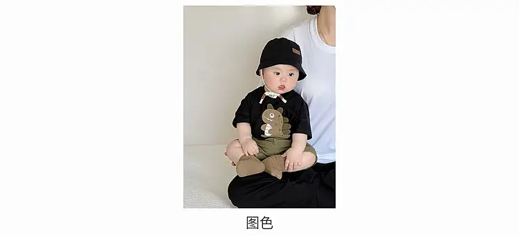 Kids Green Star Print Shorts Summer Suit — feature 9
