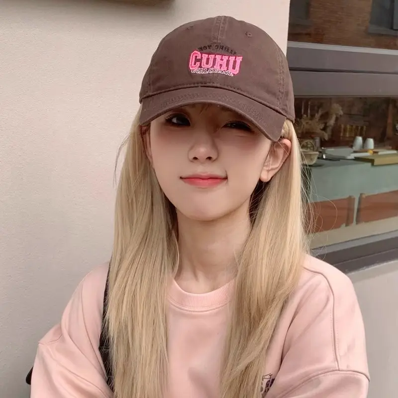 Women Casual CUHU Cap Pink Letter Cap - Image 5