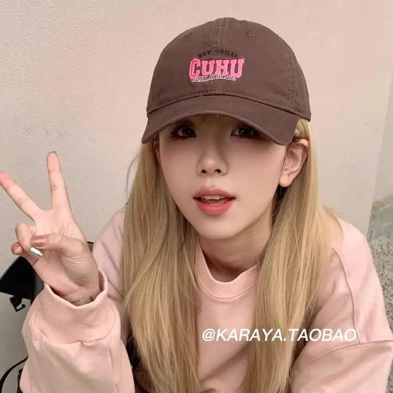 Women Casual CUHU Cap Pink Letter Cap - Image 6