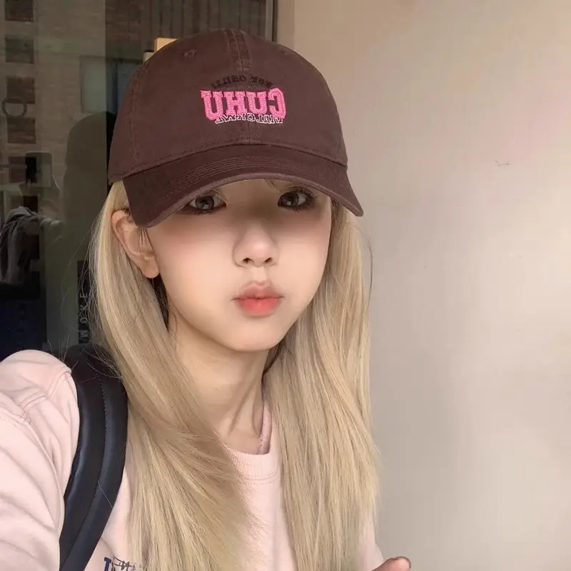 Women Casual CUHU Cap Pink Letter Cap - Image 7