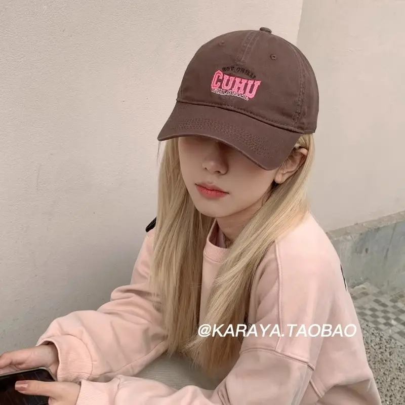 Women Casual CUHU Cap Pink Letter Cap - Image 8