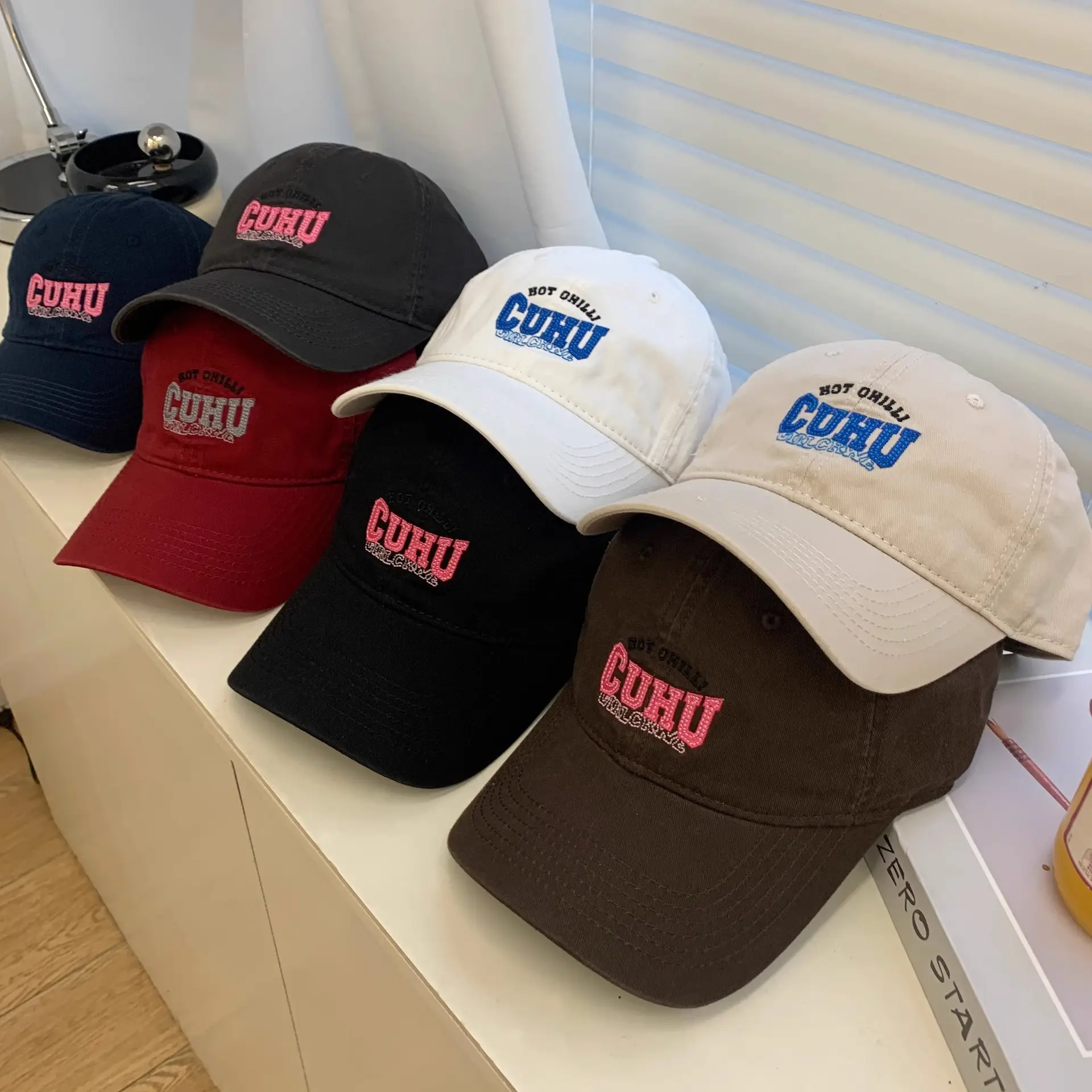 Women Casual CUHU Cap Pink Letter Cap - Image 9