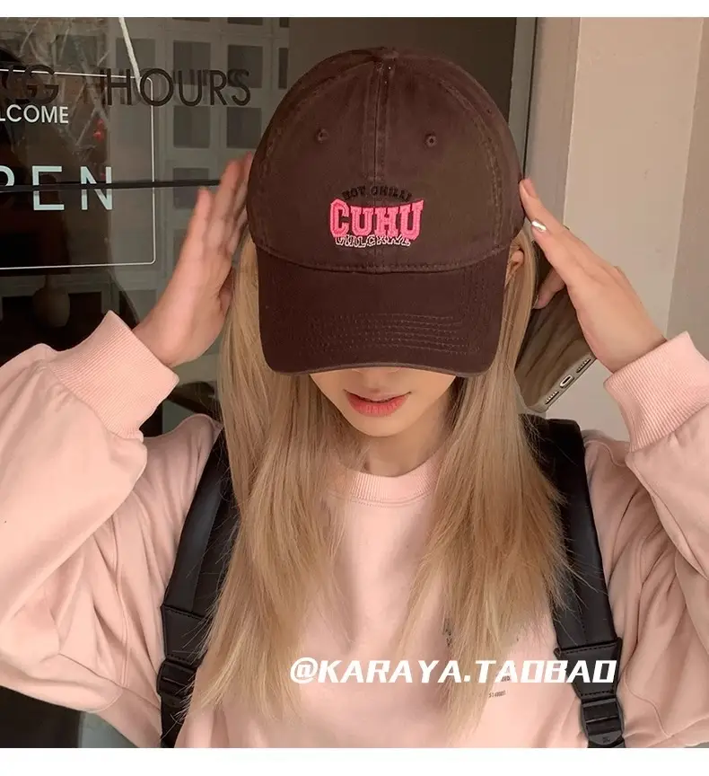 Women Casual CUHU Cap Pink Letter Cap — feature 11