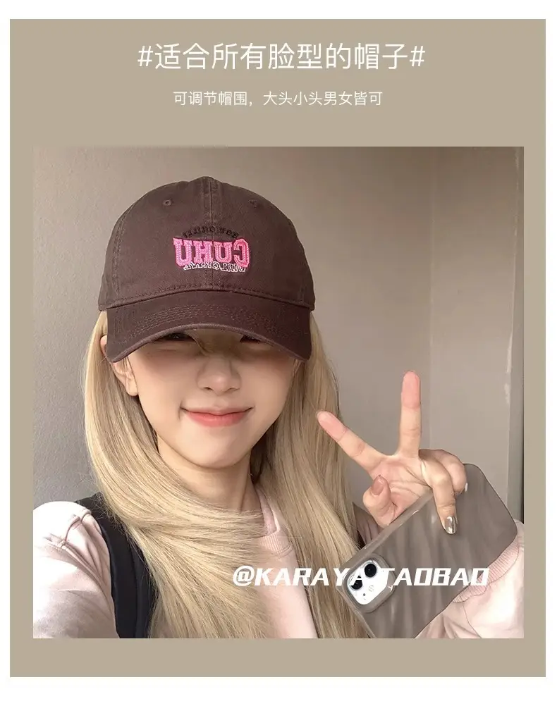Women Casual CUHU Cap Pink Letter Cap — feature 3