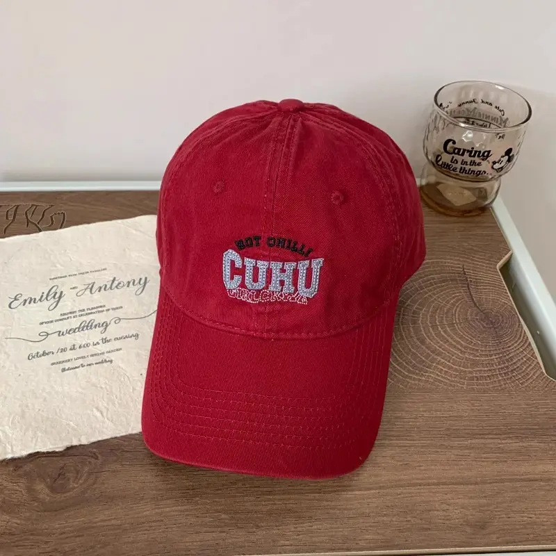Women Casual CUHU Cap Pink Letter Cap - Image 3