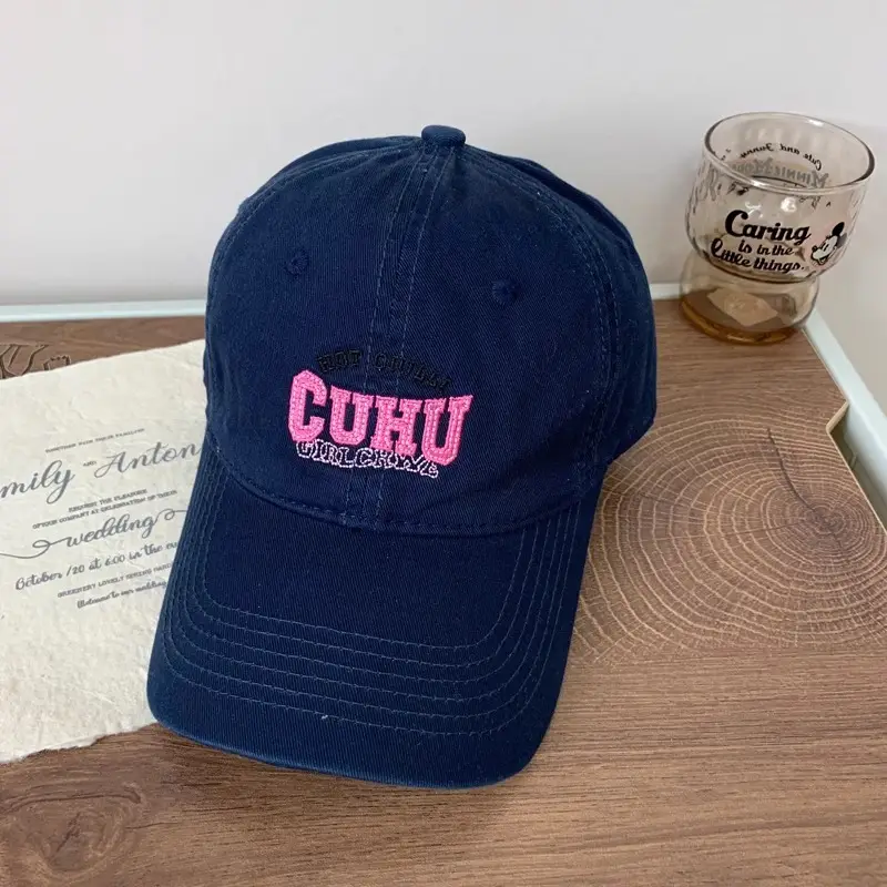 Women Casual CUHU Cap Pink Letter Cap - Image 4
