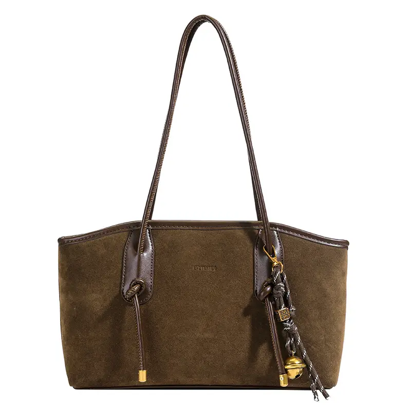 Women's Large Capacity Retro Tote Bag Brown Leather - Image 8