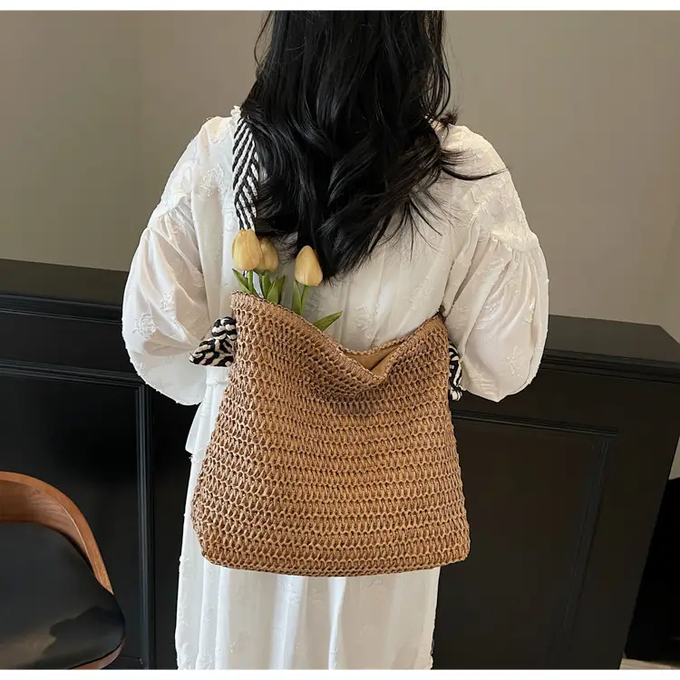 Women Straw Bag Large Capacity Beach Travel Shoulder Bag — feature 15