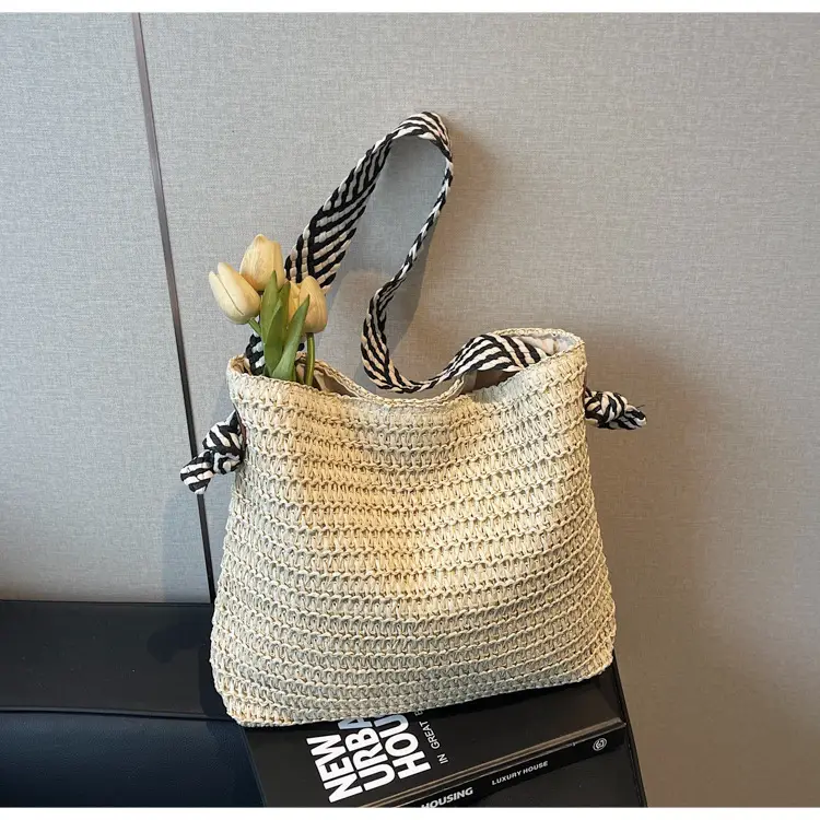 Women Straw Bag Large Capacity Beach Travel Shoulder Bag — feature 17