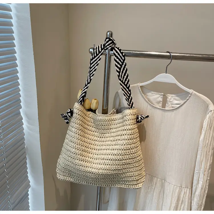 Women Straw Bag Large Capacity Beach Travel Shoulder Bag — feature 18