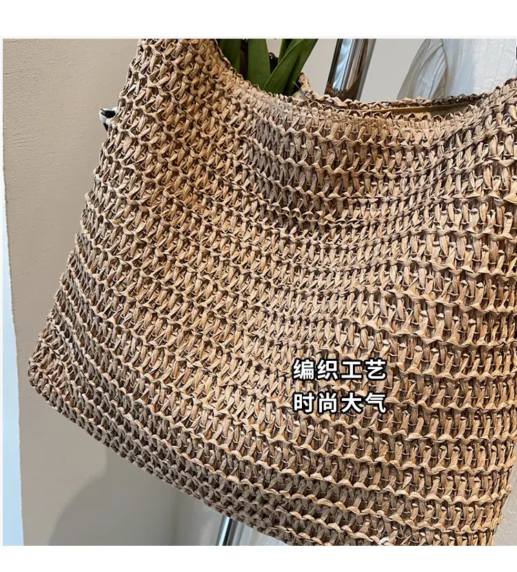 Women Straw Bag Large Capacity Beach Travel Shoulder Bag — feature 4