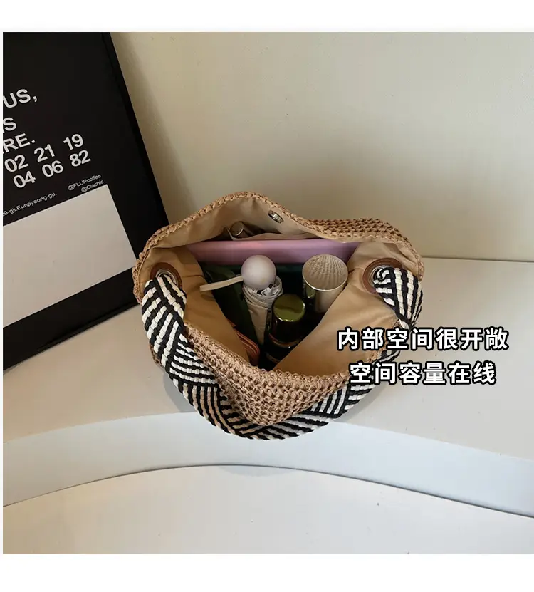 Women Straw Bag Large Capacity Beach Travel Shoulder Bag — feature 6