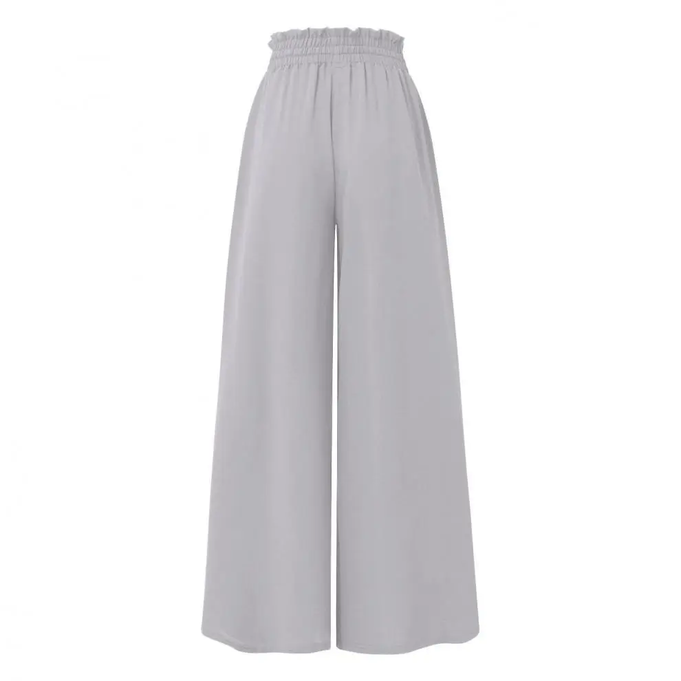 Women Wide Leg Skirt Pants Blue Elastic Belt High Waist — feature 10