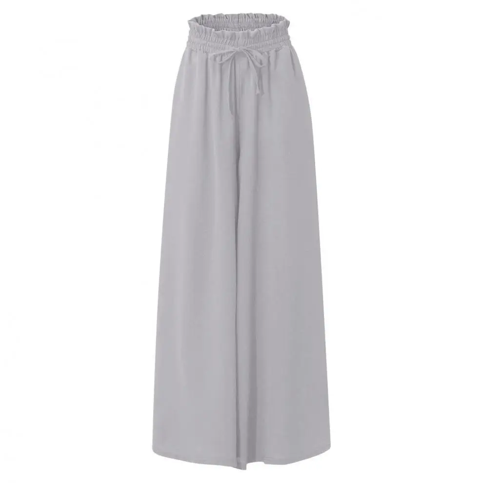 Women Wide Leg Skirt Pants Blue Elastic Belt High Waist — feature 11