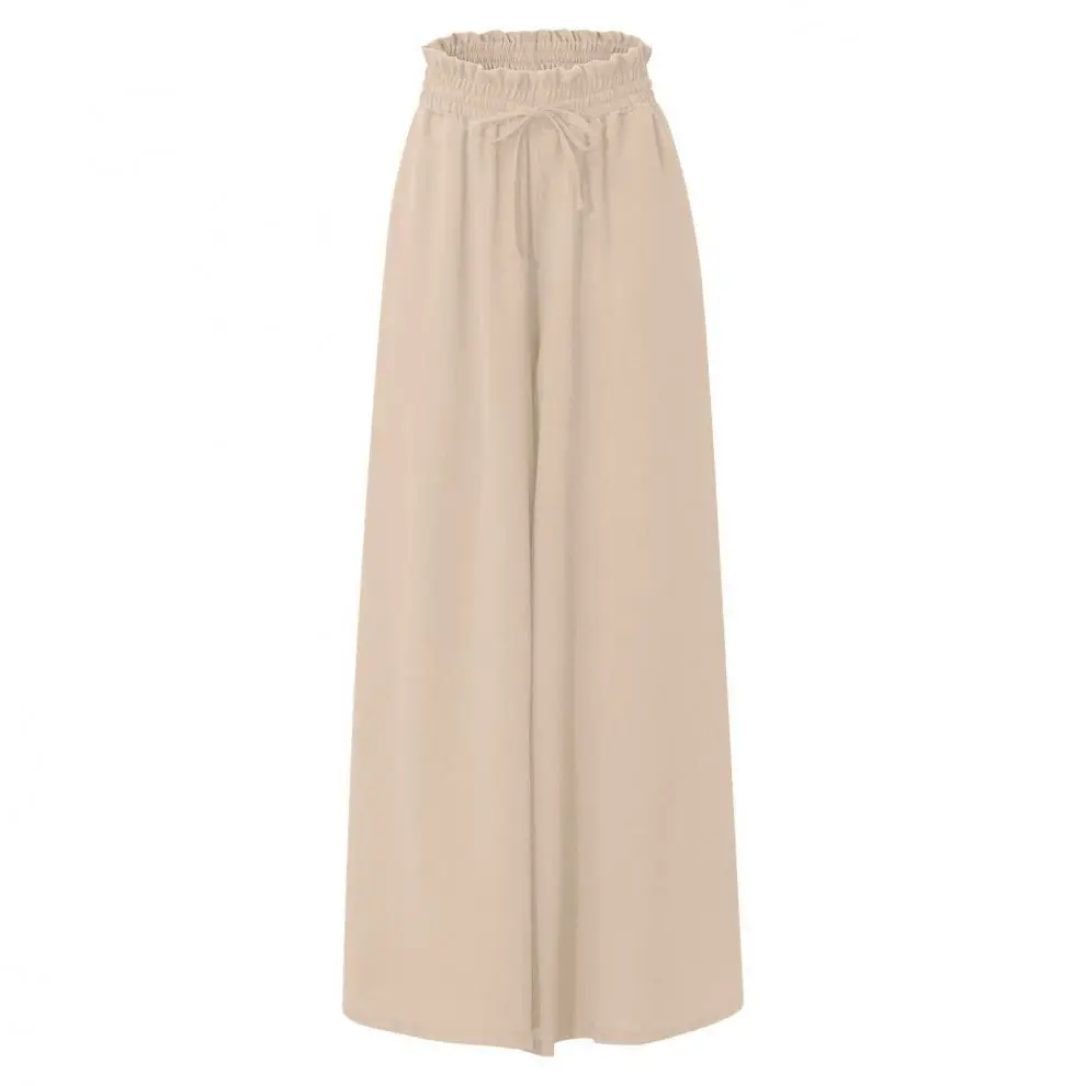Women Wide Leg Skirt Pants Blue Elastic Belt High Waist — feature 4