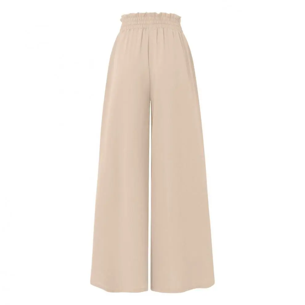 Women Wide Leg Skirt Pants Blue Elastic Belt High Waist — feature 5