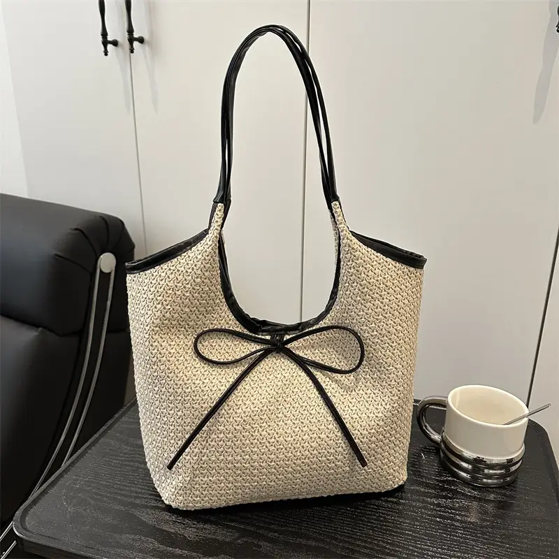 2026 Straw Bow-Knot Shoulder Bag Large Capacity - Image 4