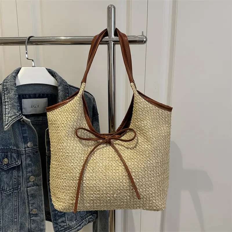 2026 Straw Bow-Knot Shoulder Bag Large Capacity - Image 2