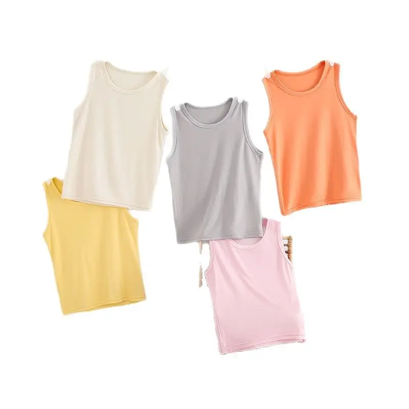Children's White Black Sleeveless T-Shirt Round Neck - Image 12