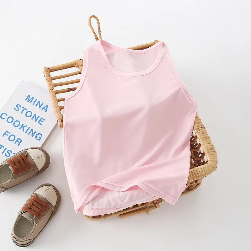 Children's White Black Sleeveless T-Shirt Round Neck - Image 7