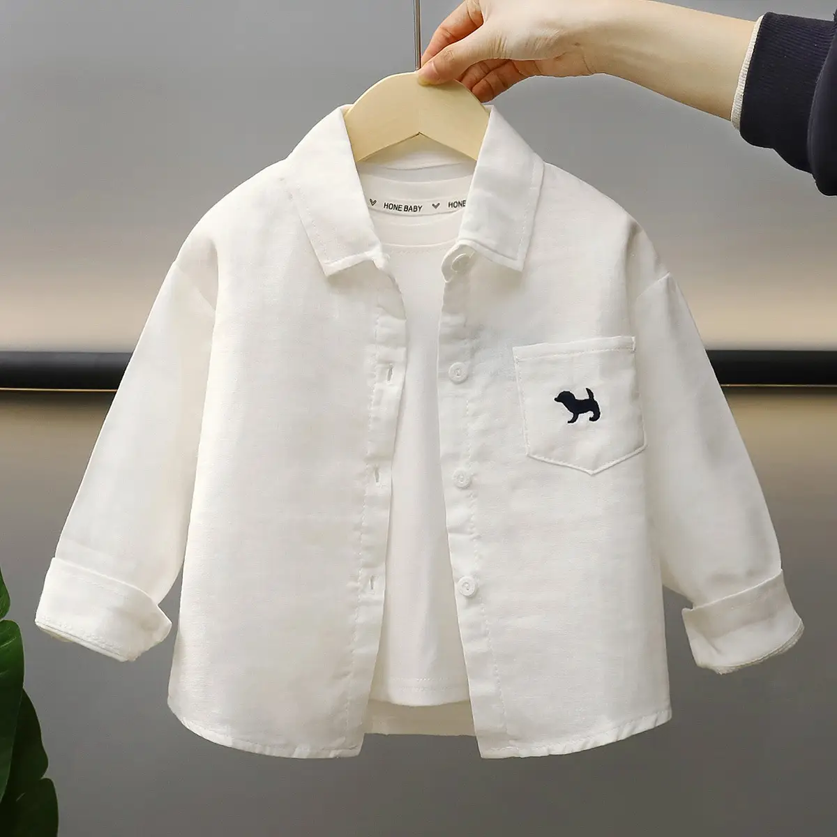 White Long Sleeve Cotton Shirt for Boys Girls