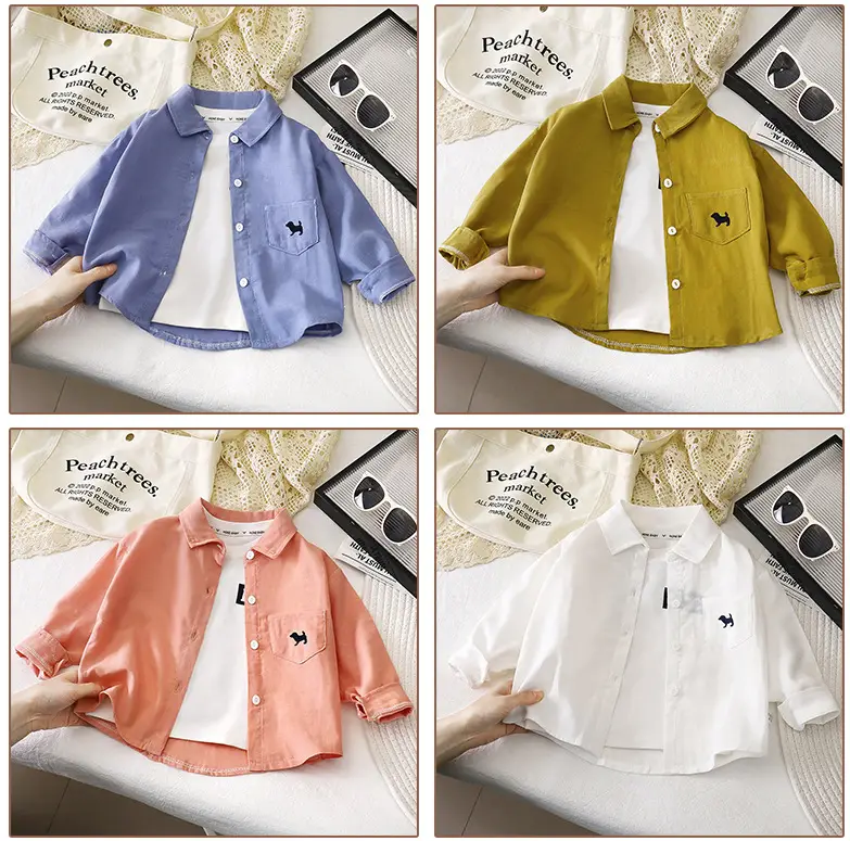 White Long Sleeve Cotton Shirt for Boys Girls — feature 11