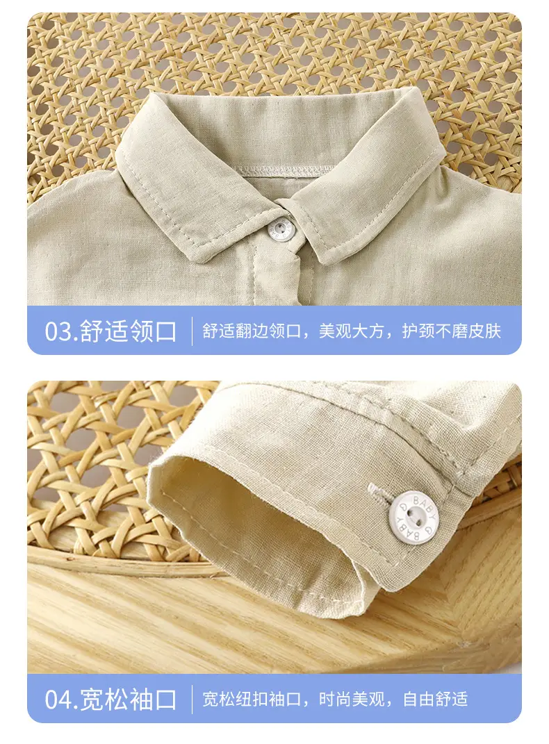 White Long Sleeve Cotton Shirt for Boys Girls — feature 15