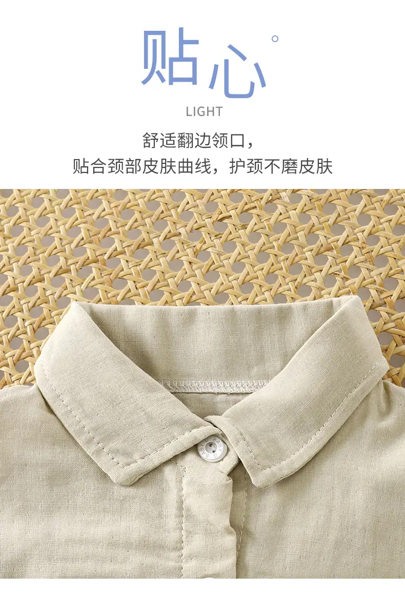 White Long Sleeve Cotton Shirt for Boys Girls — feature 5