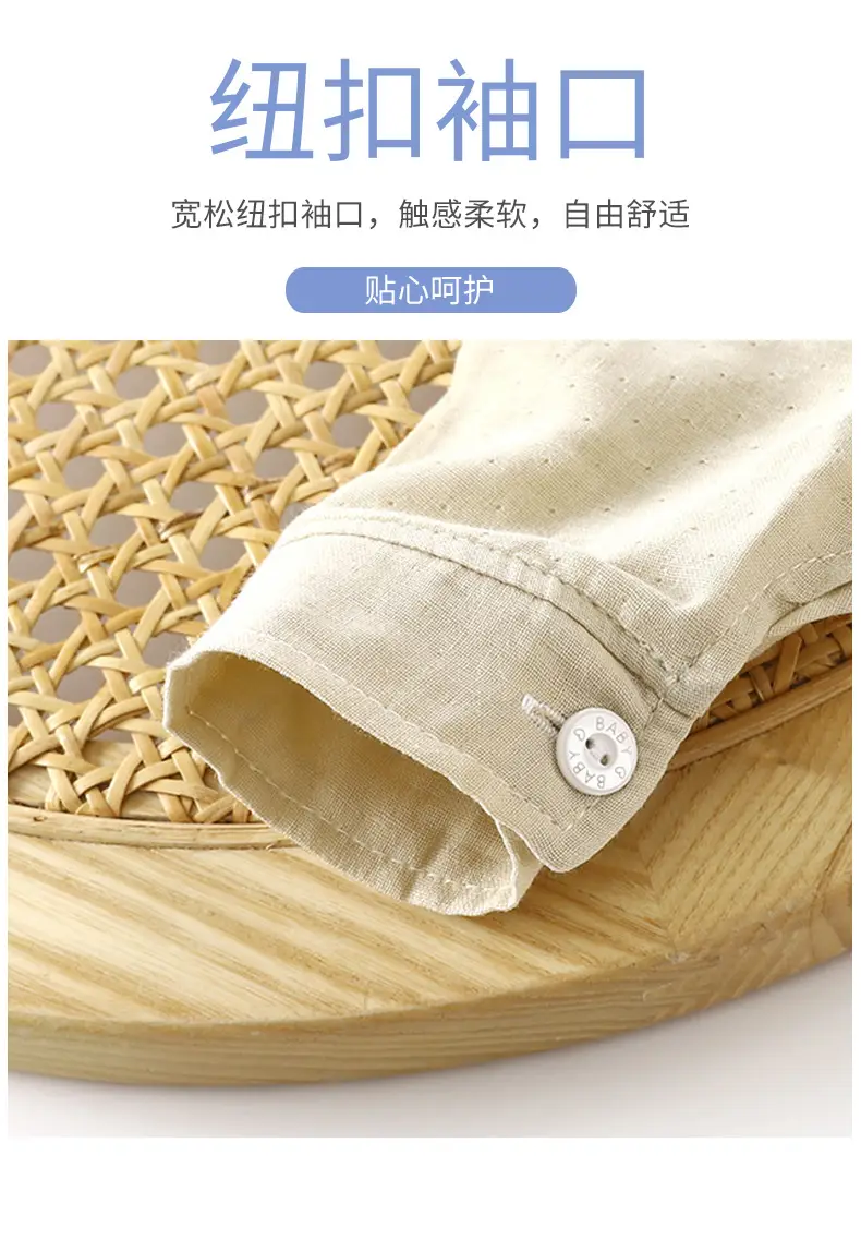White Long Sleeve Cotton Shirt for Boys Girls — feature 6