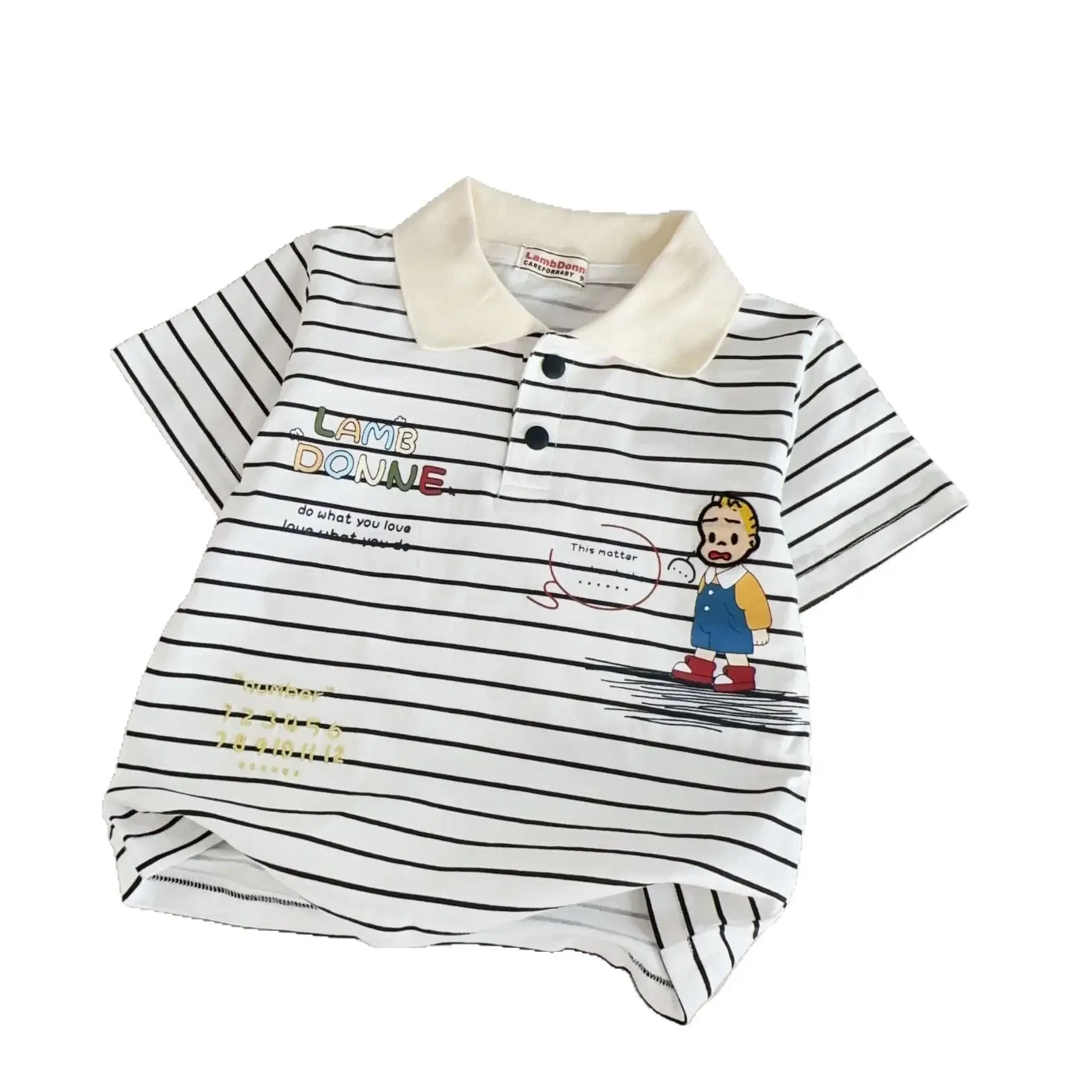 Boys Striped Collar T-Shirt 2026 Summer - Image 5