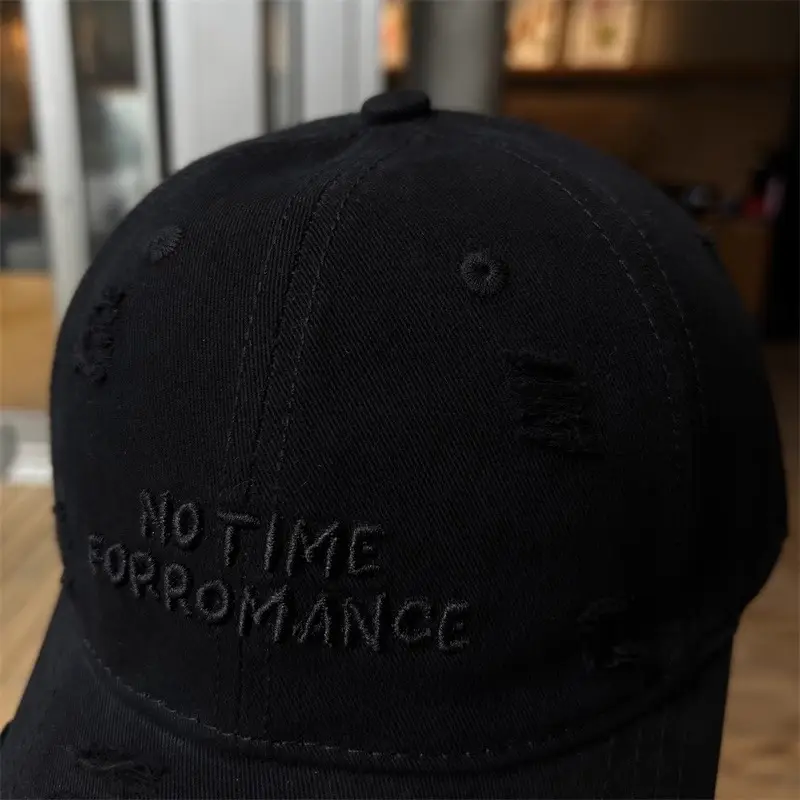 Women's Navy Washed Cotton Baseball Cap with Face Embroidery — feature 3