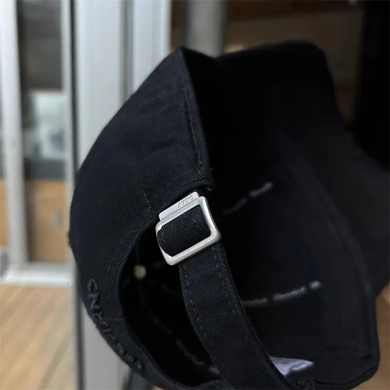 Women's Navy Washed Cotton Baseball Cap with Face Embroidery — feature 4