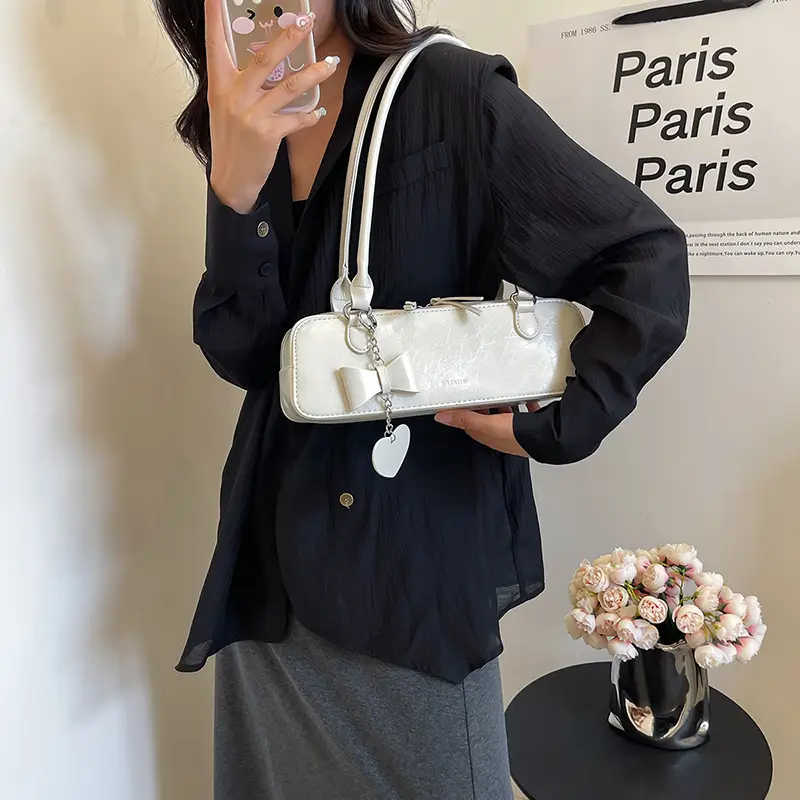 French Style Women's Shoulder Bag Red 2025 - Image 7