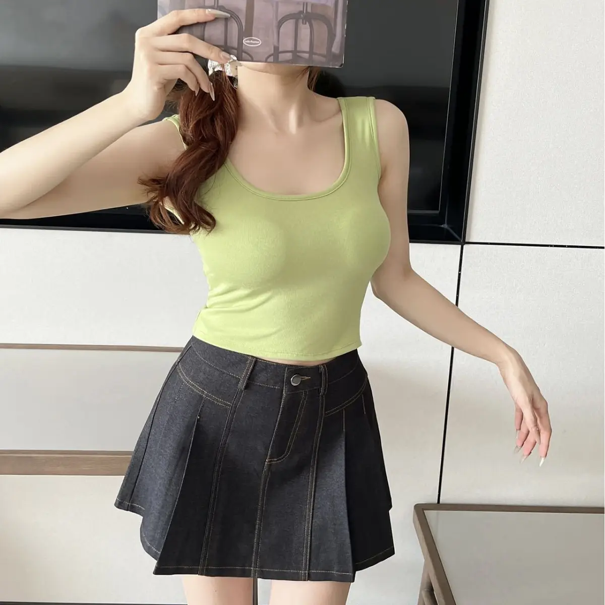 Women's White Slimming Vest with Breast Pad