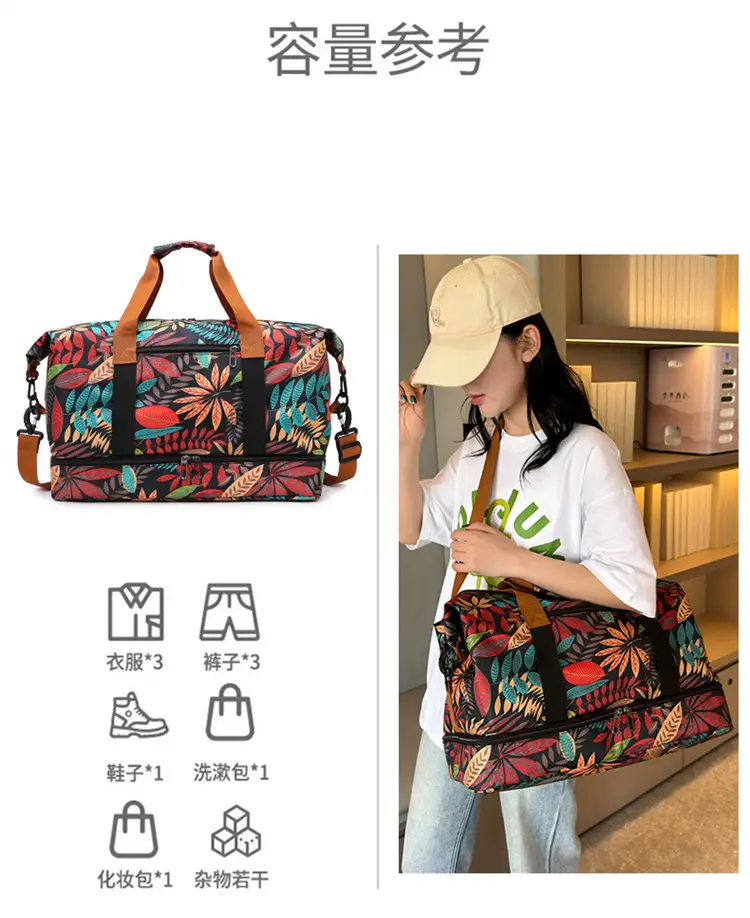 Large Capacity Printed Travel Bag Waterproof Lightweight — feature 16