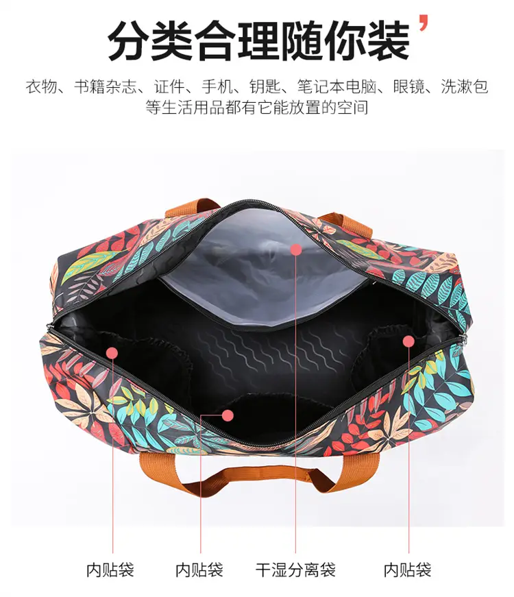 Large Capacity Printed Travel Bag Waterproof Lightweight — feature 7