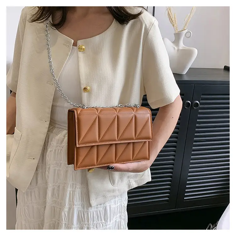 Black Quilted Shoulder Crossbody Bag with Chain — feature 1