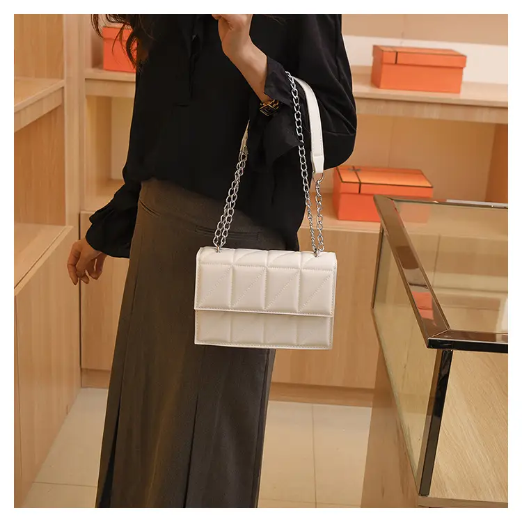 Black Quilted Shoulder Crossbody Bag with Chain — feature 12