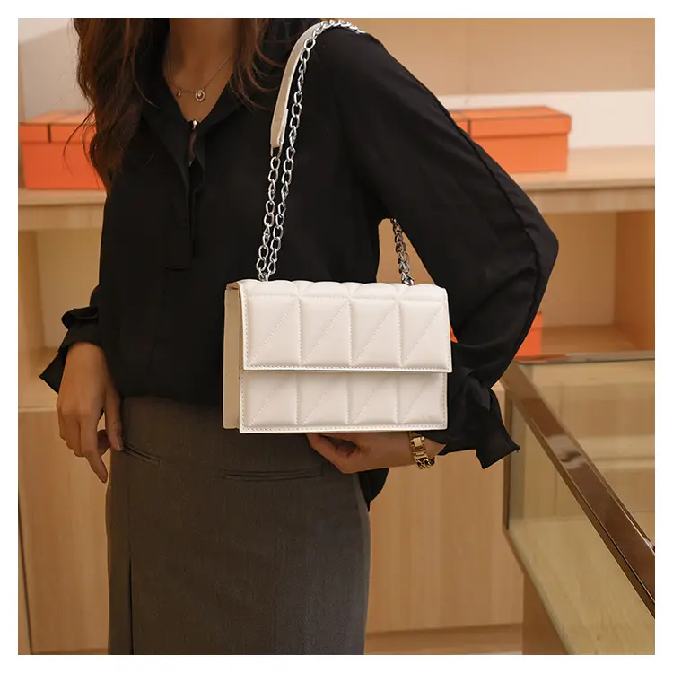 Black Quilted Shoulder Crossbody Bag with Chain — feature 13