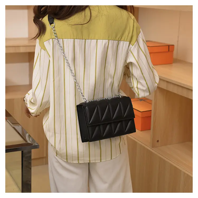 Black Quilted Shoulder Crossbody Bag with Chain — feature 22